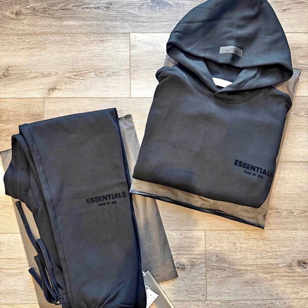 Essentials Black Hoodie and Sweatpants Sets